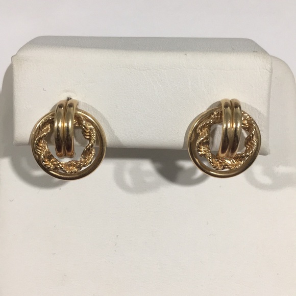 14k Yellow Gold Round Light Hollow Earrings - Picture 1 of 4